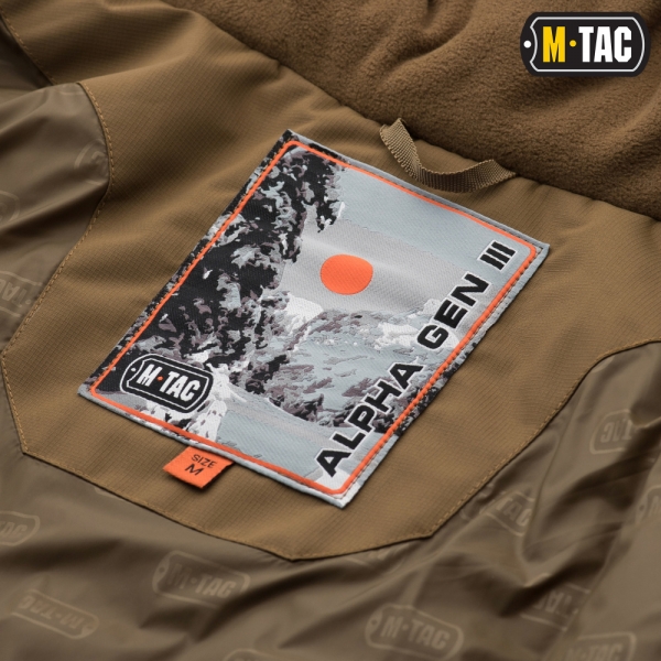M-TAC КУРТКА ЗИМНЯЯ ALPHA GEN.III COYOTE BROWN (БЕЗ ВСТАВОК)